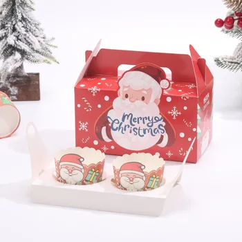 10-25 SZT Christmas Cupcake opakowaniu Muffin Tort Prezent Na Wynos Przenośny torba Deser Sprzedaż Hurtowa Wyrobów Cukierniczych Przyjęcie.