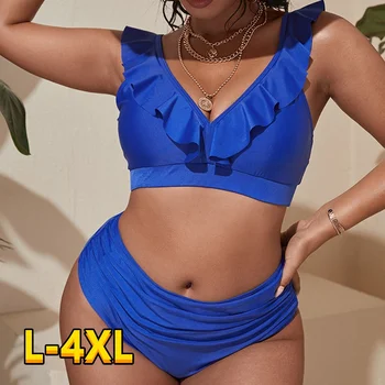 2022 Nowy Plus Rozmiar Kobieta Seksowny Komplet Bikini Push-Up Damski Strój Kąpielowy Strój Kąpielowy Dwuczęściowy Brazylijski Strój Kąpielowy Duży Rozmiar