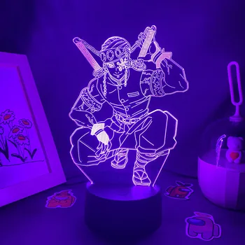 Demon Slayer Anime Figurka Uzui Tengen 3D Led Lampy Lawy Prezenty dla Chłopaka Wystrój Sypialni Kimetsu No Yaiba Manga Neonowe lampki Nocne