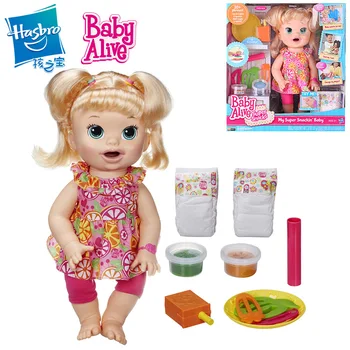 Hasbro Baby Alive Super Przekąski Snackin Dziecka Karmienie Siku Interaktywna Lalka Chińska i Angielska Mądra Lalka Dla Dziewczynek Zabawki Dla Gier