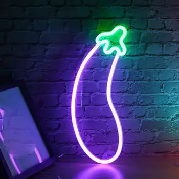 Kinkiet Energooszczędny Wodoodporny Jasne Lekkie USB lampka Nocna LED Bakłażan Neon dla Domu Weselnego Piwnego Baru Pubu Hotelu