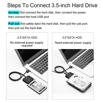 SATA do USB HDD, SSD, Zasilacz 2,5 3,5 cala Dysk twardy do USB3.0 Kabel Konwerter Uniwersalny Naprawa Laptopa Laptop Czytnik Kart Danych
