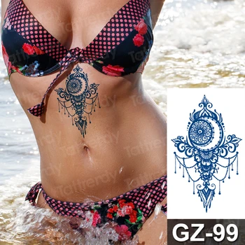 Sexy Koronkowe Tatuaż z Róż Dla Kobiet, Henna, odporna na Tymczasowy Tatuaż, tłumaczone, czy Naklejki, Fałszywe Biżuteria, Bransoletka, Tatuaż-Makaron